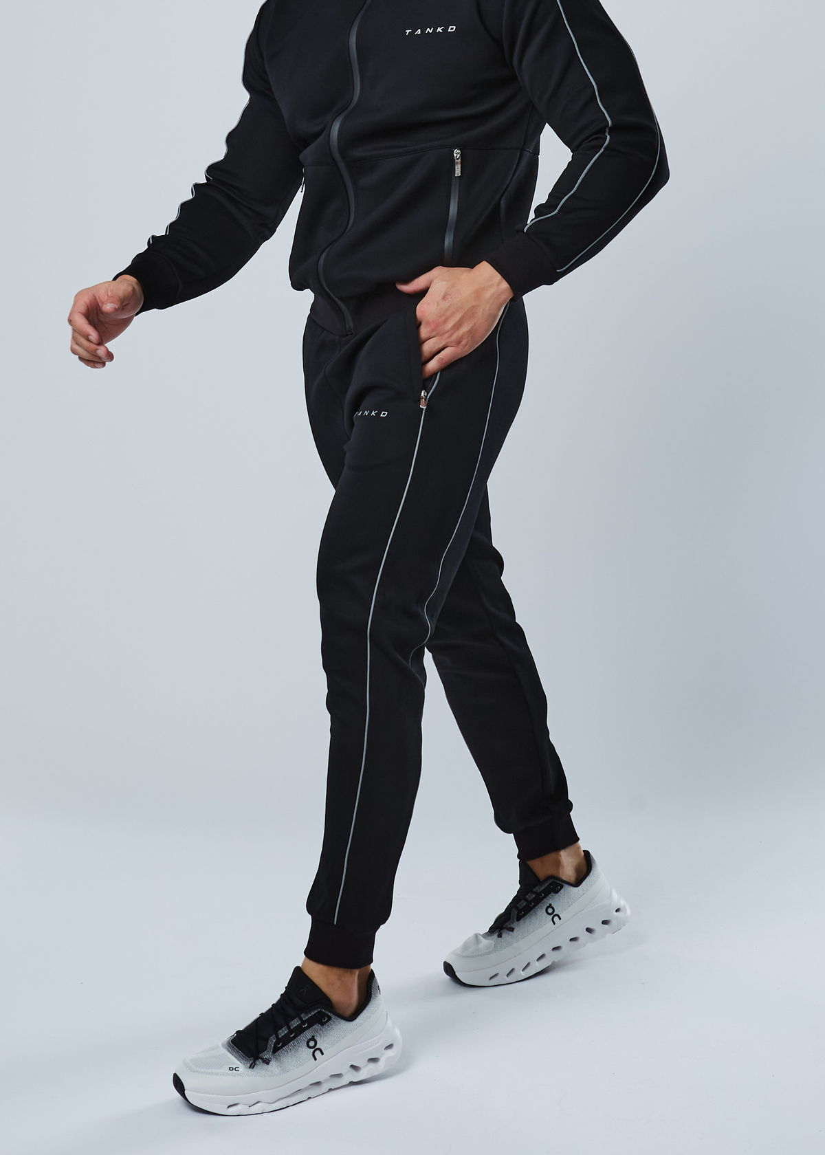 Reflective Cuffed Sweat Pants (Black)