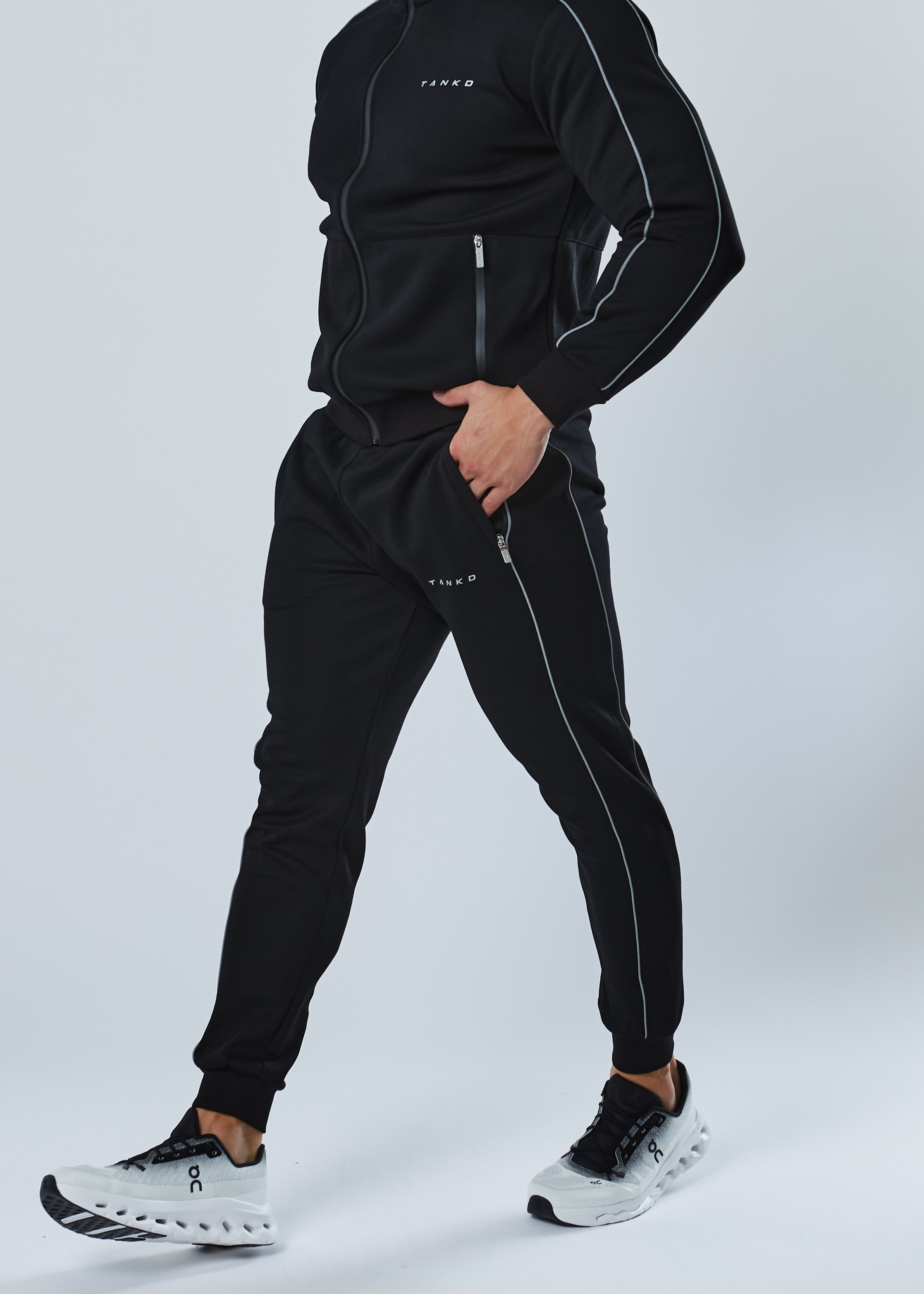 Reflective Cuffed Sweat Pants (Black)