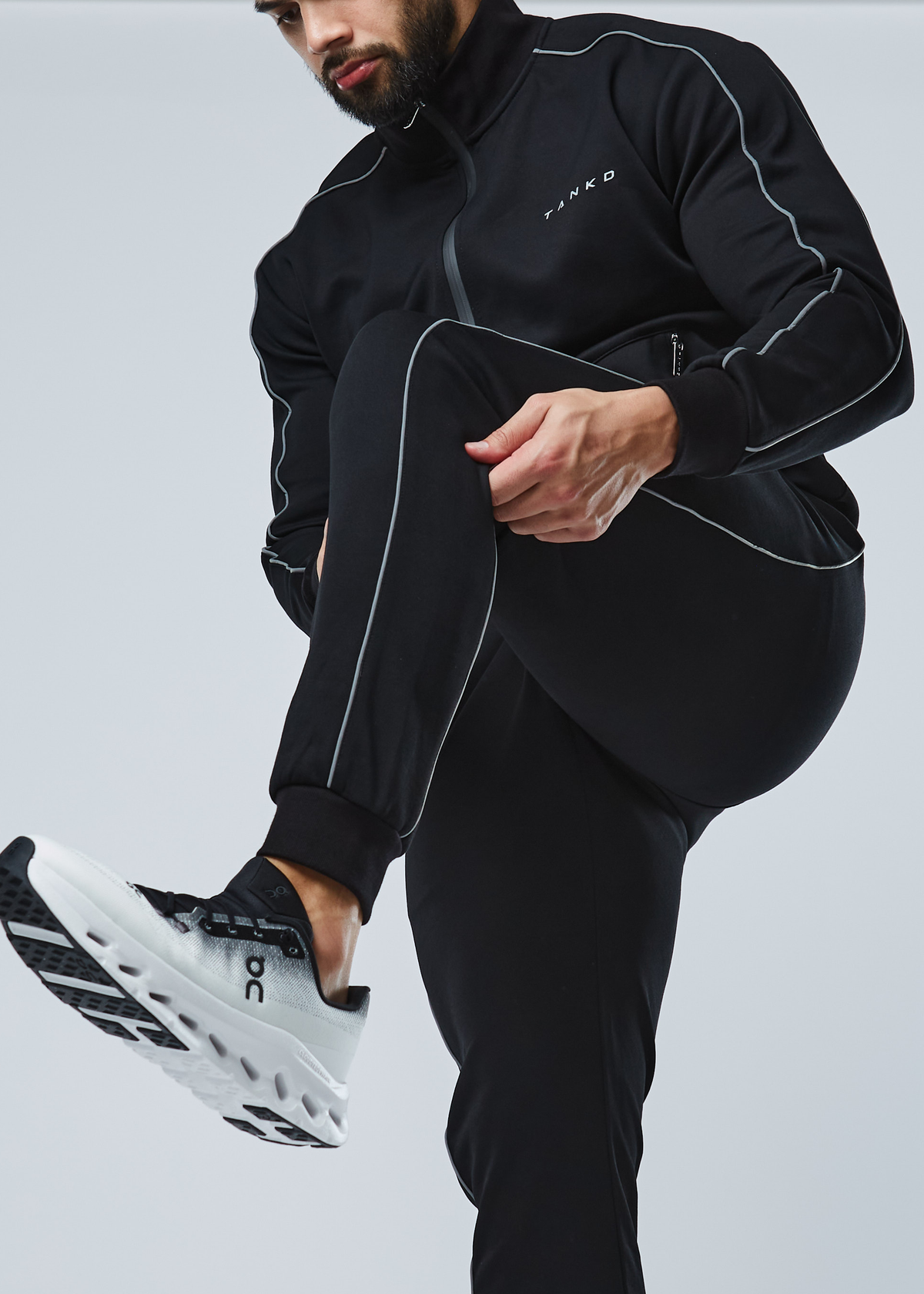 Reflective Cuffed Sweat Pants (Black)